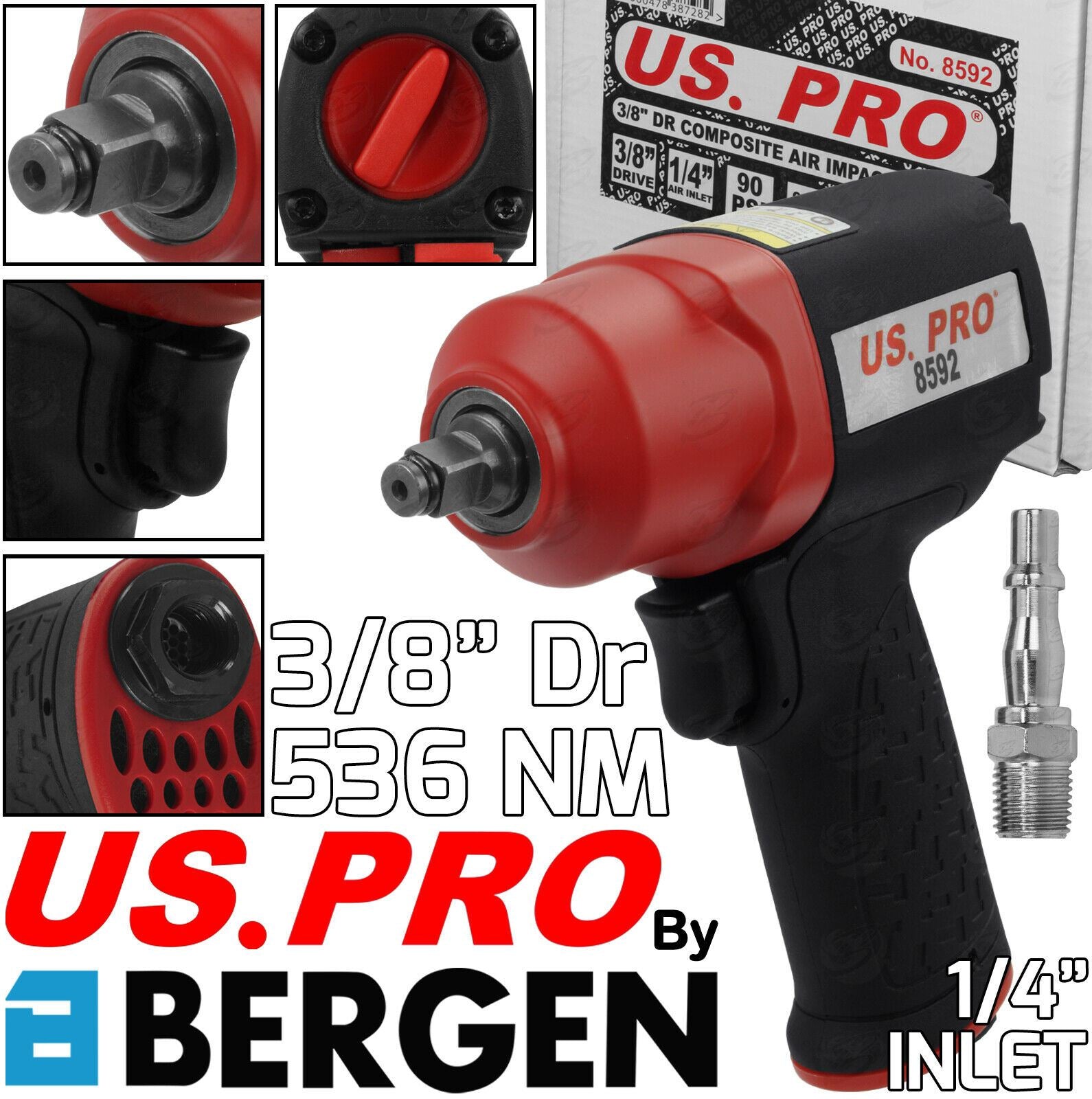 US PRO 3/8" DRIVE COMPOSITE AIR IMPACT WRENCH 536Nm