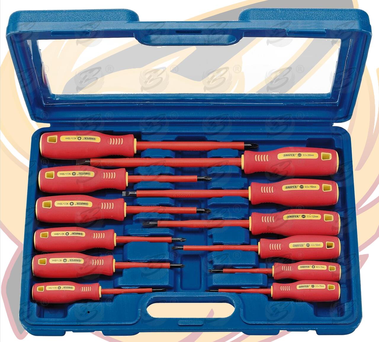 Draper 12 Piece VDE Screwdriver Set ( Slotted - PHillips - Pozidrive ) ( 46541 )