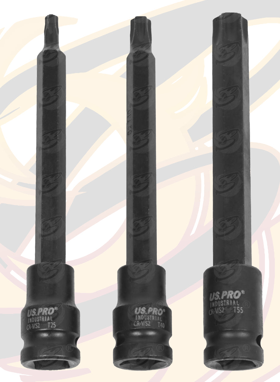 US PRO IMPACT 20PCS 3/8" DRIVE LONG & SHORT TORX BIT SOCKET SET T10 - T60