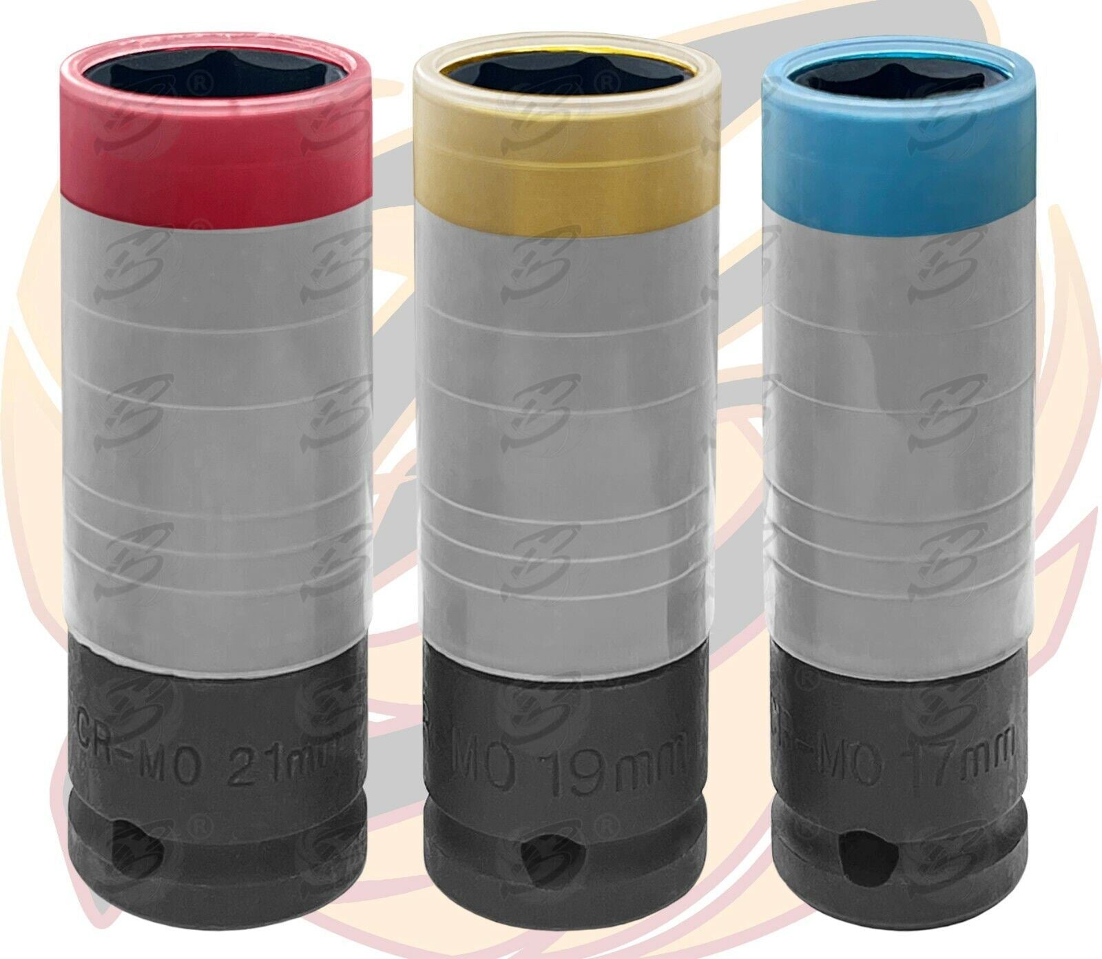 US PRO INDUSTRIAL 3PCS 1/2" DRIVE IMPACT ALLOY WHEEL NUT SOCKETS 17MM - 21MM