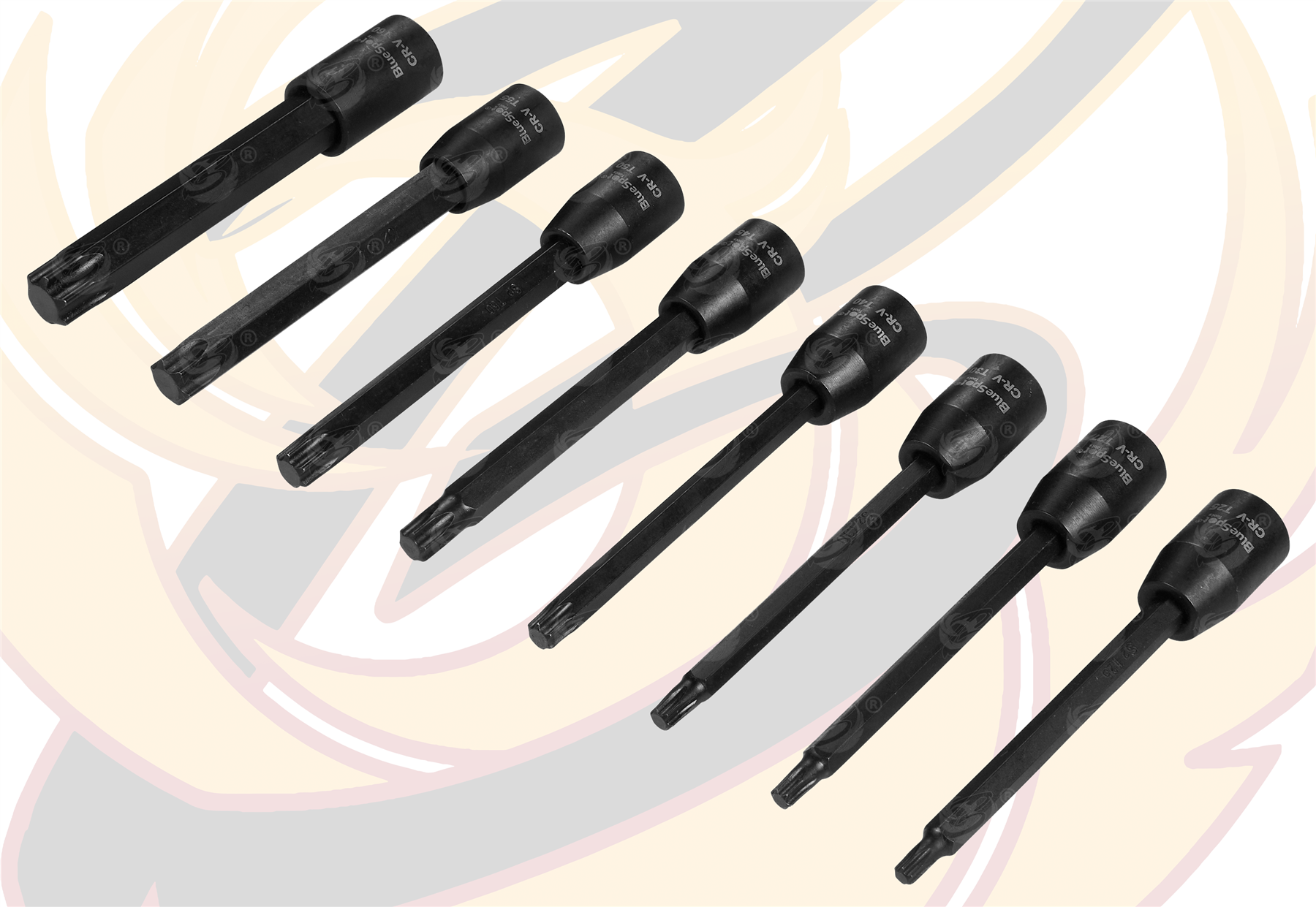 BlueSpot 8 Piece 3/8" Drive Extra Long Impact Torx Bit Sockets T25 - T60 ( 01593 )