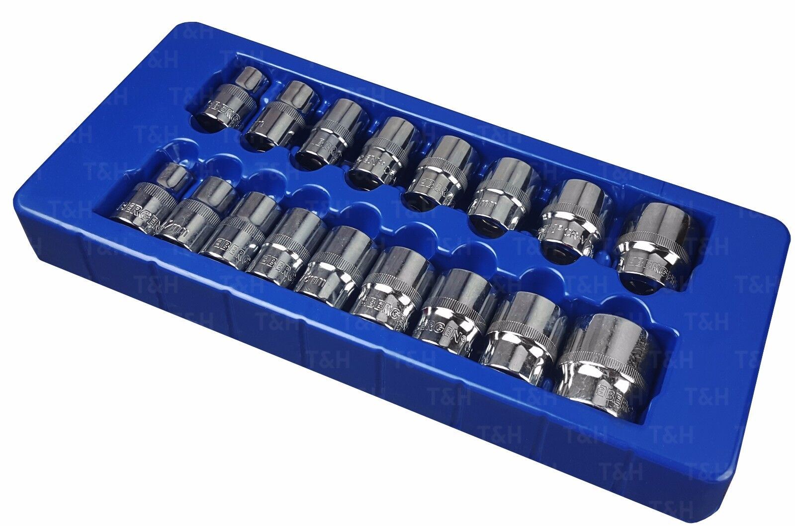 US Pro 17 Piece 1/2" Drive 6 Point Shallow Sockets 10mm - 30mm 1394