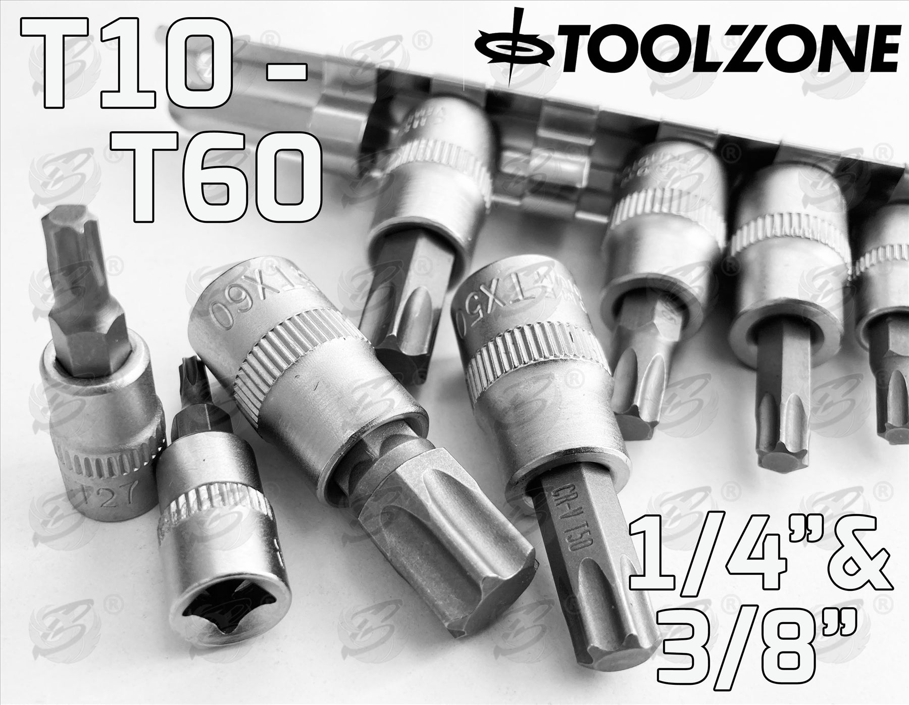 TOOLZONE 11PCS 1/4" & 3/8" DRIVE TORX BIT SOCKETS T10 - T60