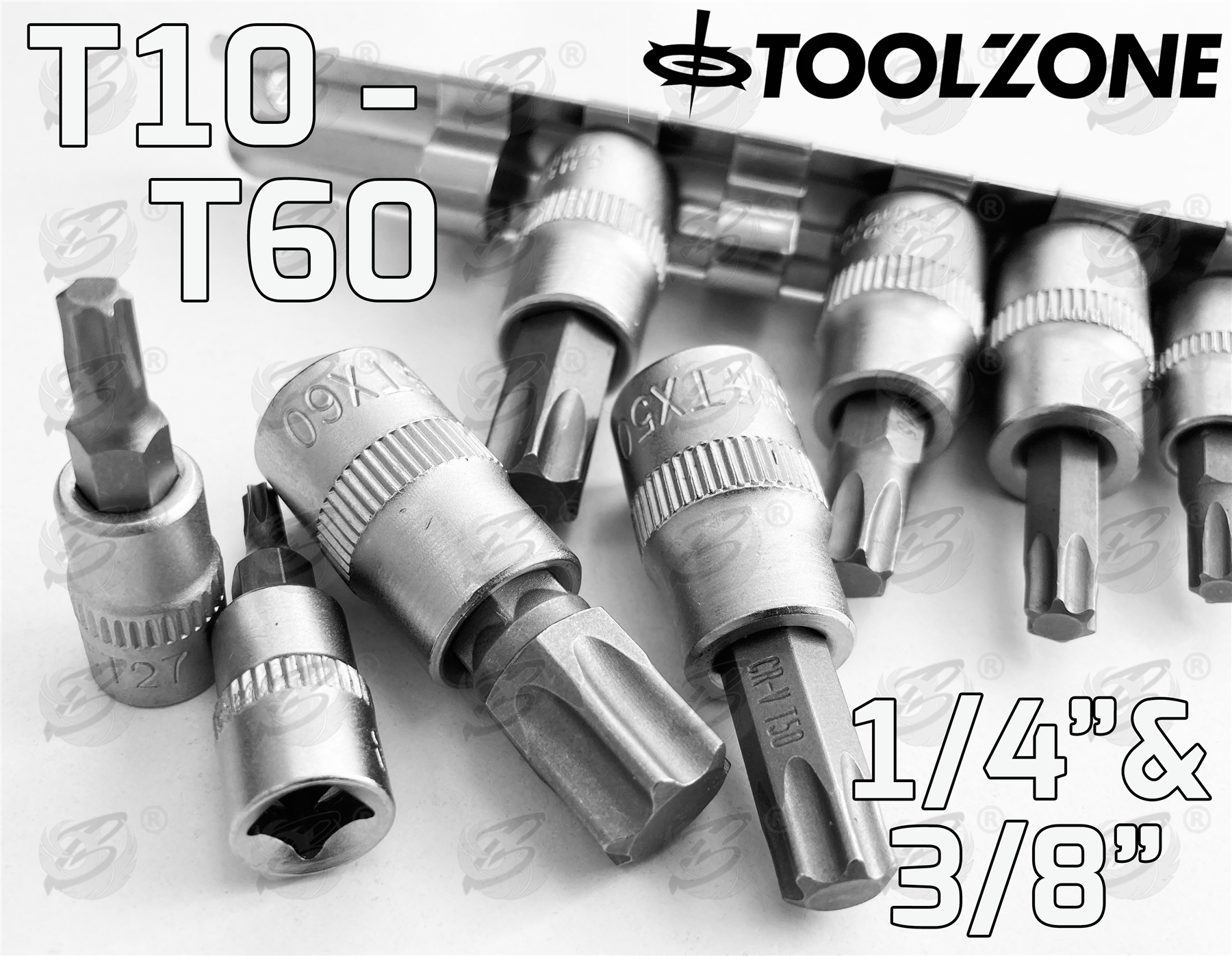 Toolzone 11 Piece 1/4" & 3/8" Drive Torx Bit Sockets T10 - T60 ( SD078 )