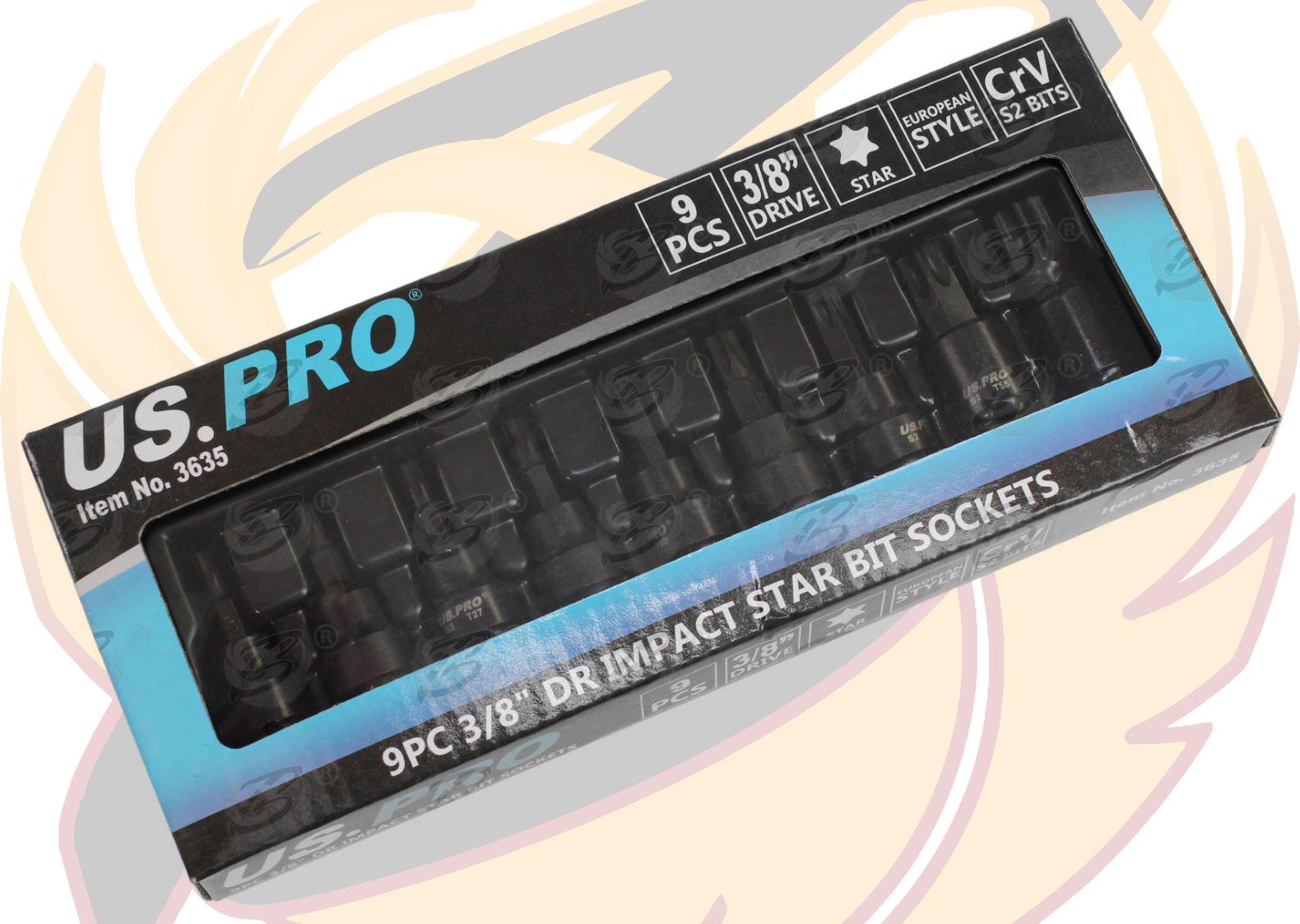 US PRO 9PCS 3/8" DRIVE IMPACT TORX BIT SOCKETS T20 - T60