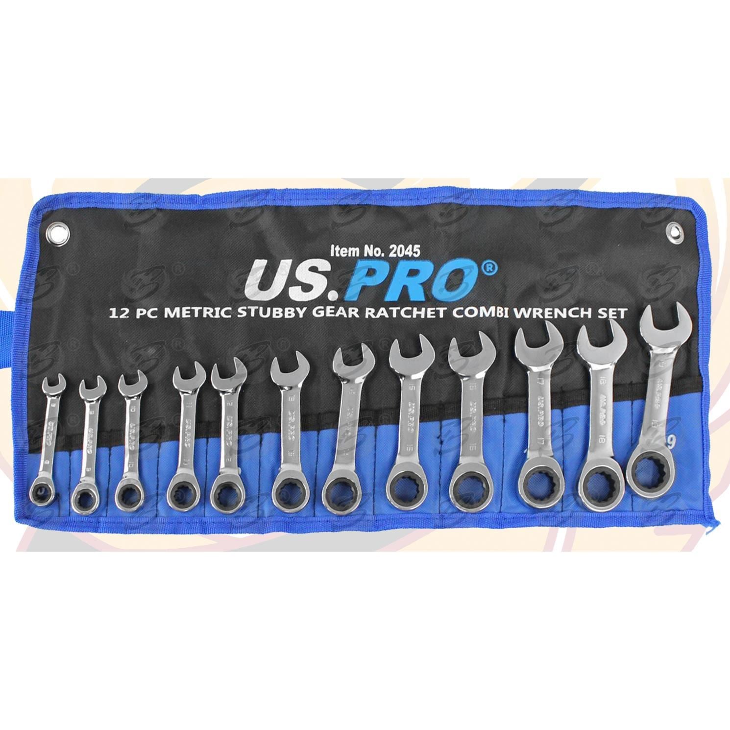 US PRO 24PCS SPANNER & STUBBY RATCHET SPANNER SET 8MM - 19MM
