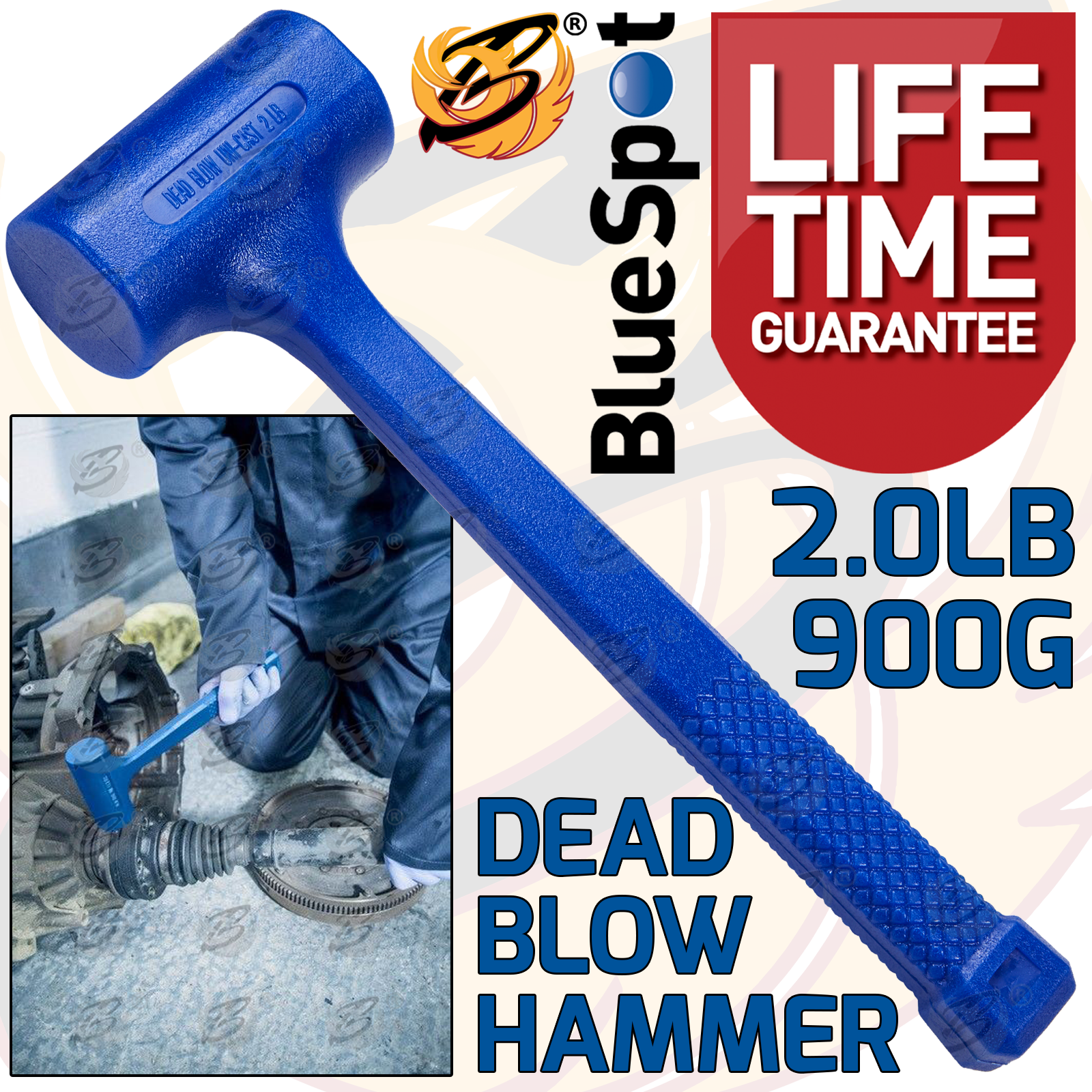 BLUESPOT 720G (1.58LB) & 900G (2LB) DEAD BLOW HAMMERS