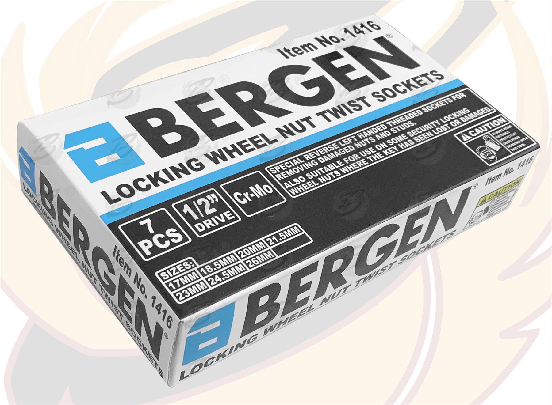 BERGEN 7PCS 1/2" DRIVE LOCKING WHEEL NUT TWIST SOCKETS ( 17MM - 26MM )