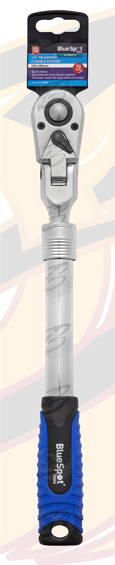 BlueSpot 1/2" Drive 72 Tooth Extendable Flexible Ratchet Handle ( 350mm - 490mm ) ( 02033 )
