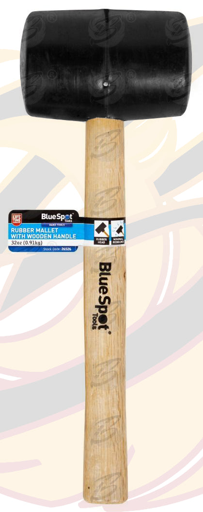 BLUESPOT 32OZ RUBBER HAMMER / MALLET WITH WOODEN HANDLE