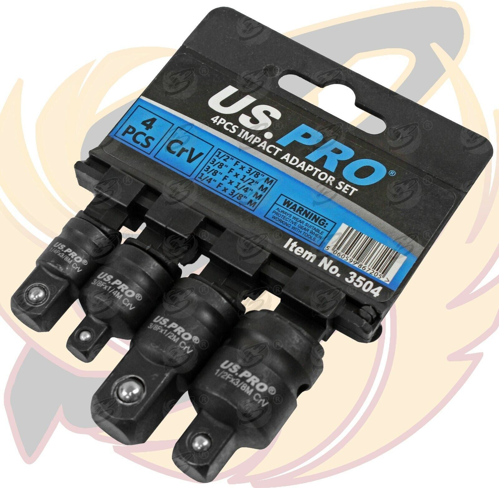 US Pro 4 Piece Impact Socket Ada Pointers ( 1/4" - 1/2" ) ( 3504 )
