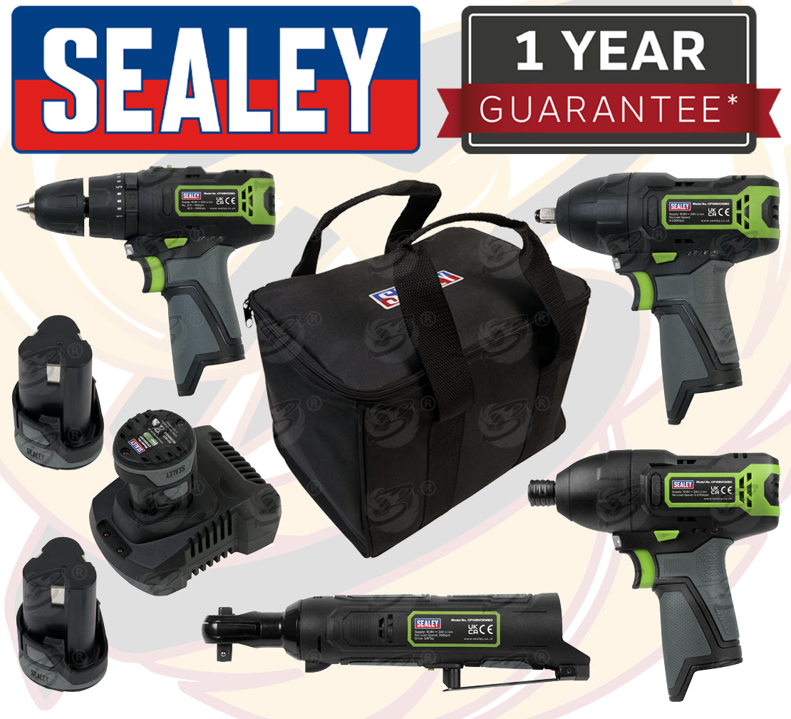 SEALEY 10.8V 3/8" DRIVE CORDLESS COMBO KIT ( DRILL - RATCHET WRENCH - IMPACT WRENCH - IMPACT DRIVER )