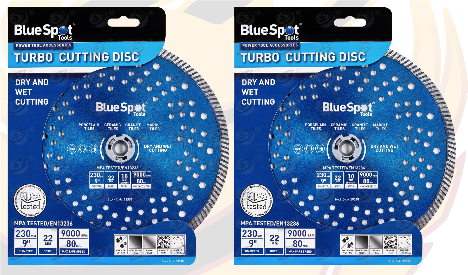 BLUESPOT 9" / 230MM TURBO DIAMOND CUTTING DISC ( X 2 )
