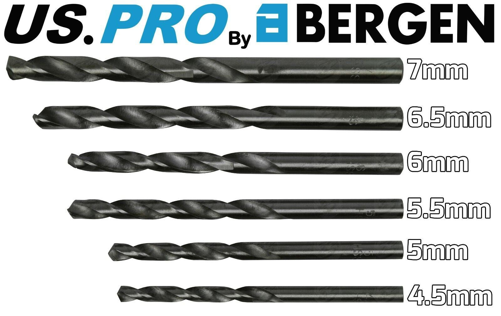 US Pro 25 Piece HSS Metal Drill Bits 1mm - 13mm 2697