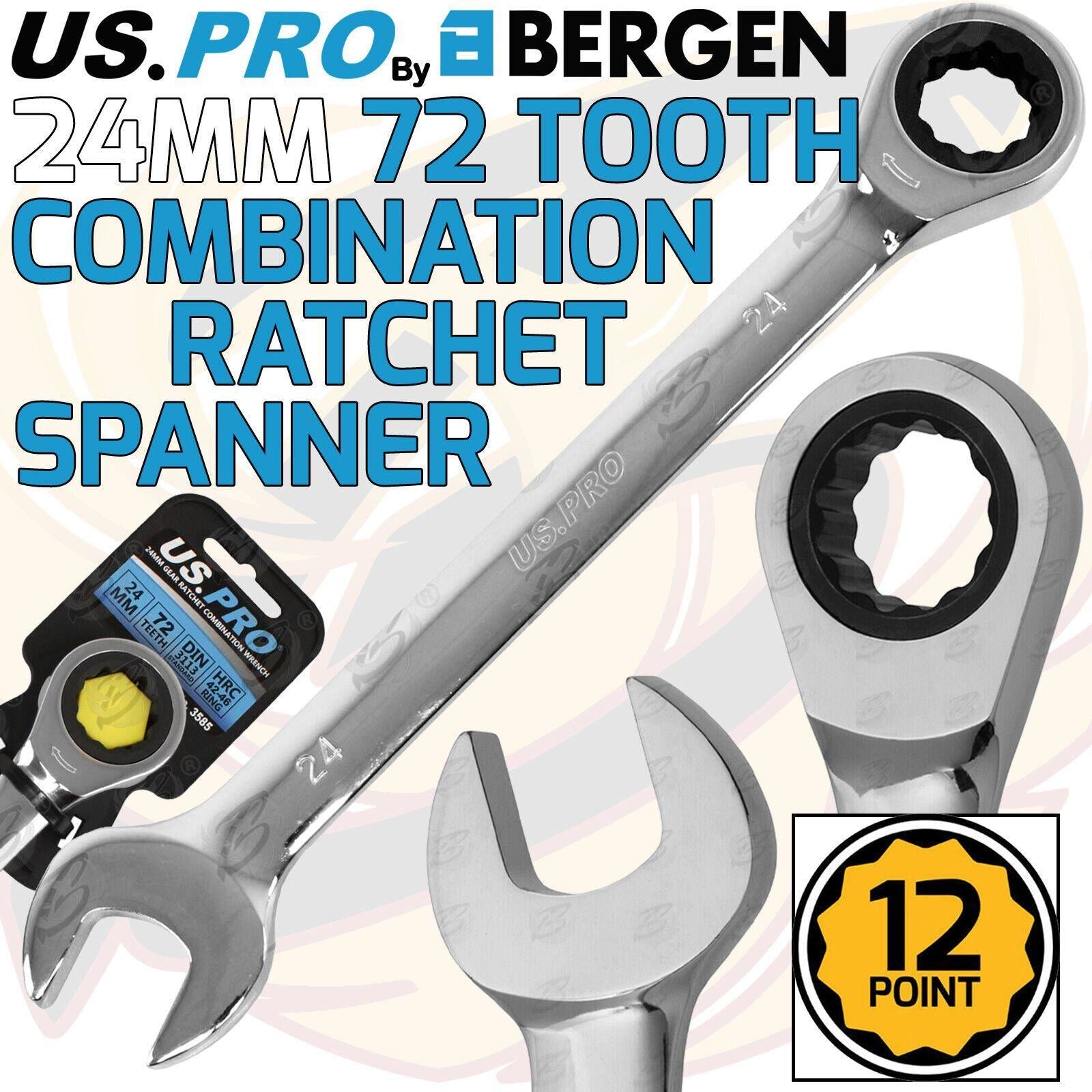US Pro 24mm 72 Tooth Ratchet Spanner 3585