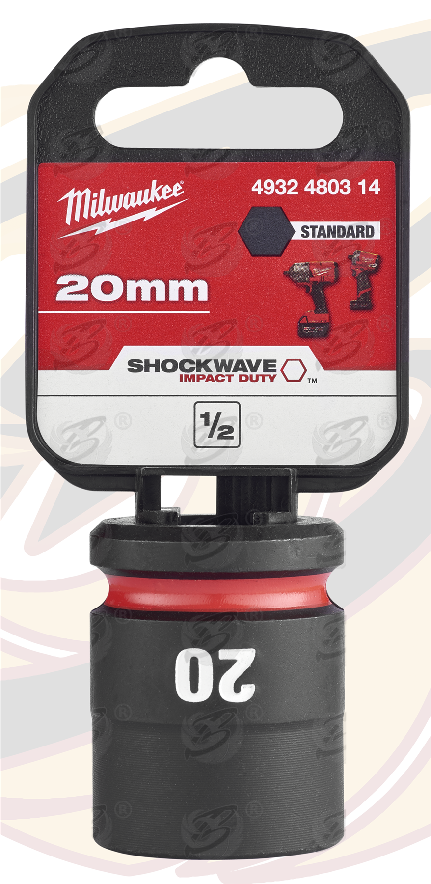 Milwaukee 20mm 1/2" Drive 6 Point Shallow Impact Socket ( Single ) ( 4932480314 )