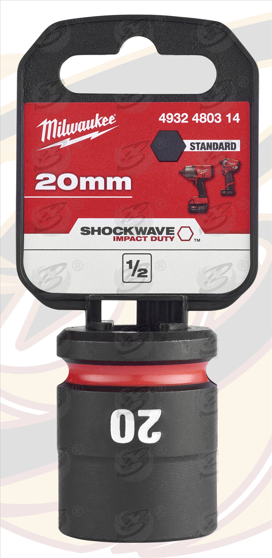 MILWAUKEE 20MM 1/2" DRIVE 6 POINT SHALLOW IMPACT SOCKET ( SINGLE )