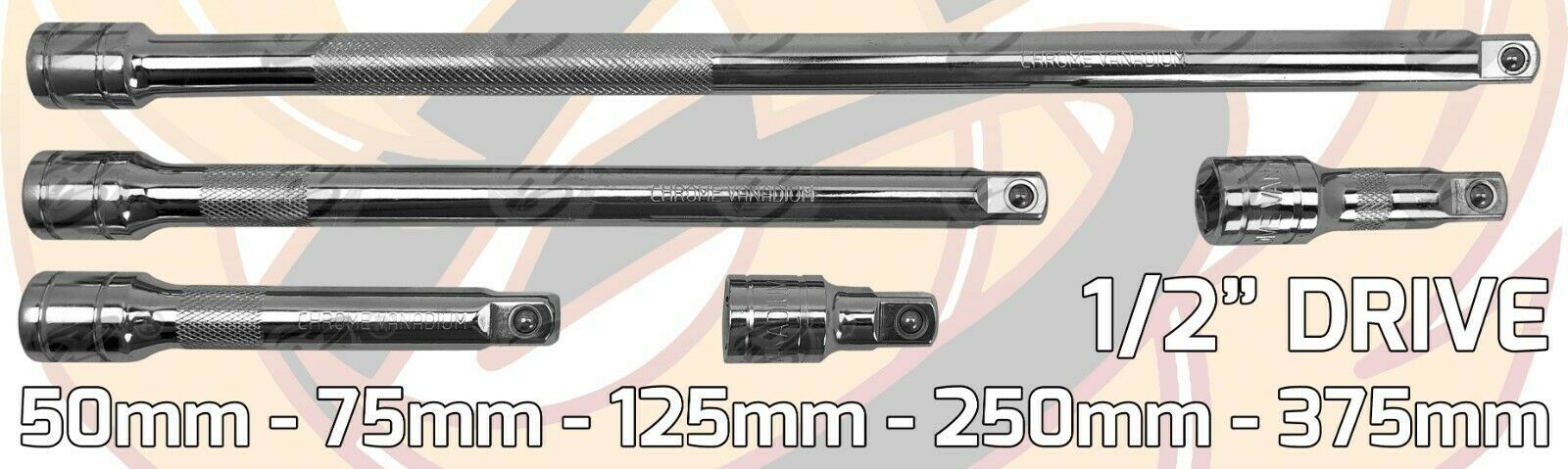 BLUESPOT 5PCS 1/2" DRIVE EXTENSION BARS 50MM - 375MM