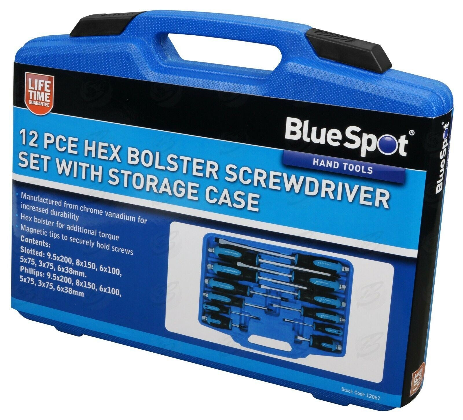 BLUESPOT 12PCS MAGNETIC GO THROUGH SCREWDRIVER SET ( SLOTTED - PHILLIPS )