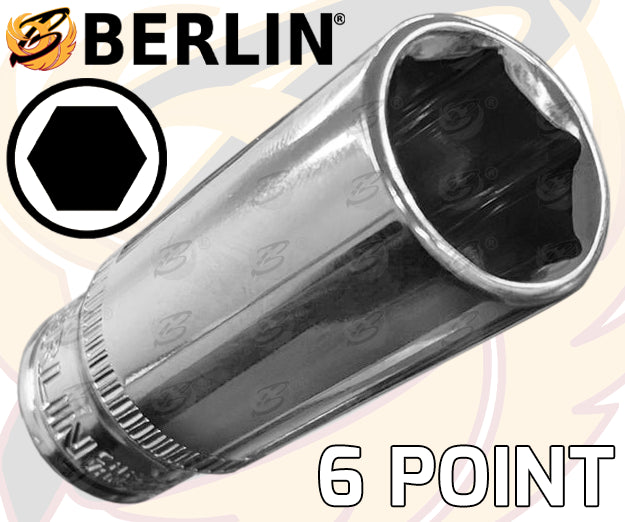 BERLIN 13PCS 1/4" DRIVE 6 POINT DEEP SOCKETS 4MM - 14MM
