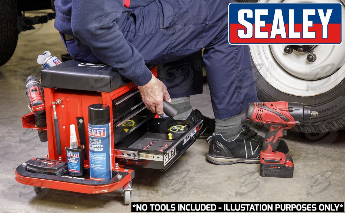 SEALEY MECHANIC STOOL / UTILTIY BOX ( RED )