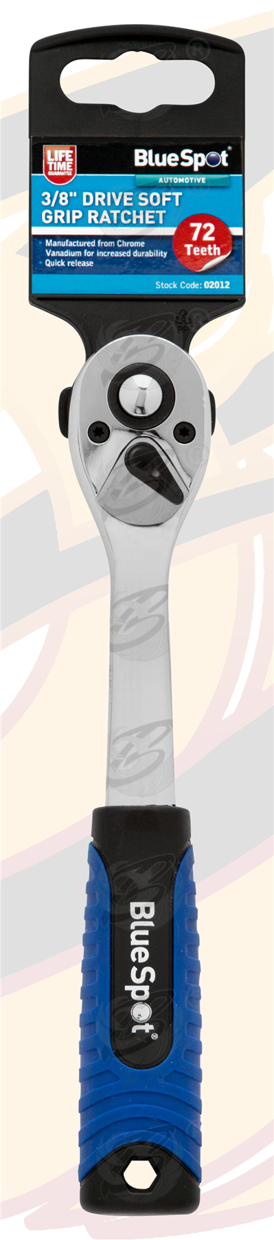 BlueSpot 3/8" Drive 72 Tooth Soft Grip Curved Ratchet Handle ( 02012 )