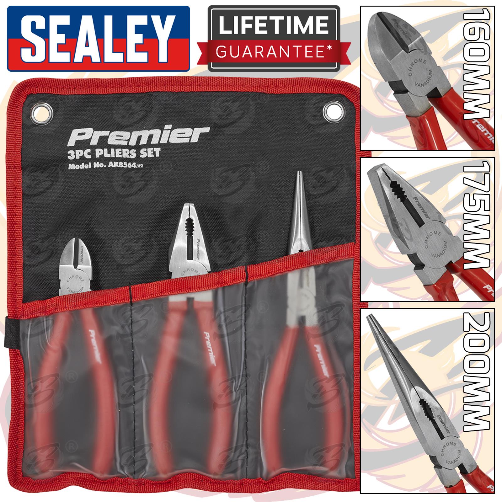 SEALEY 3PCS PLIER SET ( COMBI - CUTTERS - LONG NOSE )