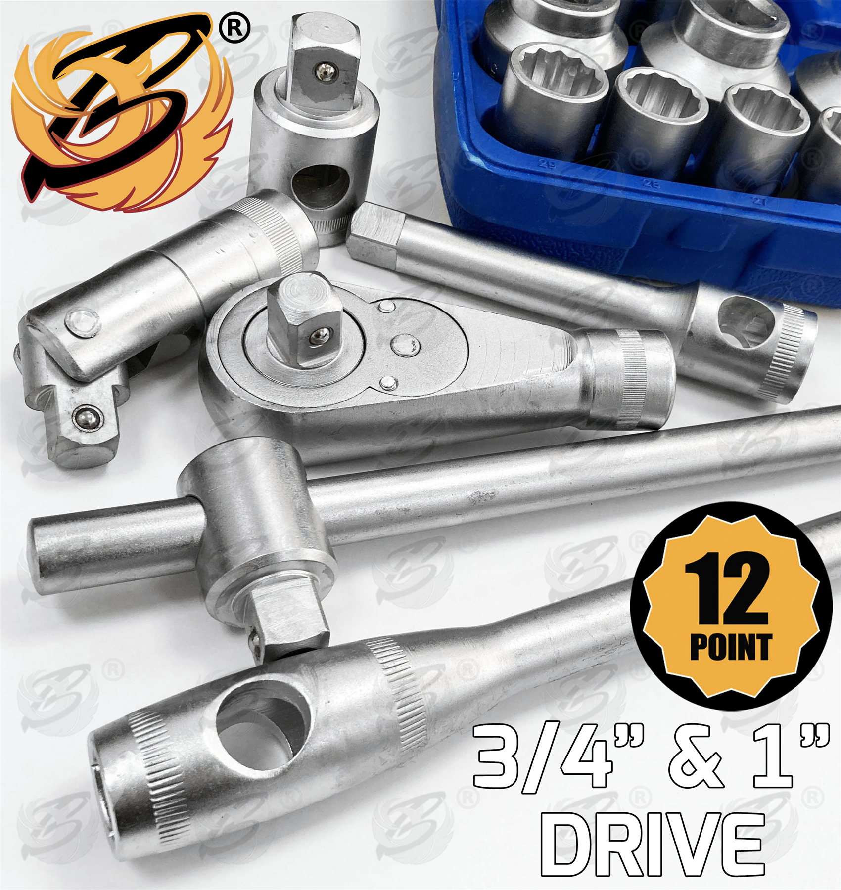 Toolzone 26 Piece 3/4" & 1" Drive 12 Point Socket Set 21mm - 65mm ( SS301 )