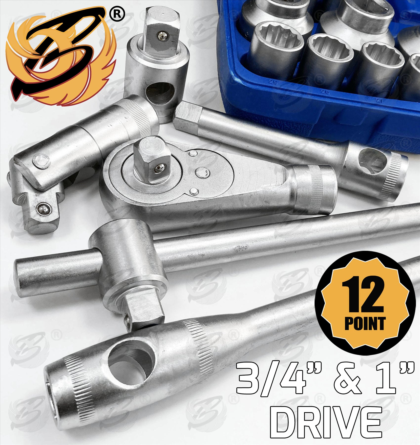 TOOLZONE 26PC 3/4" & 1" DRIVE 12 POINT SOCKET SET 21MM - 65MM