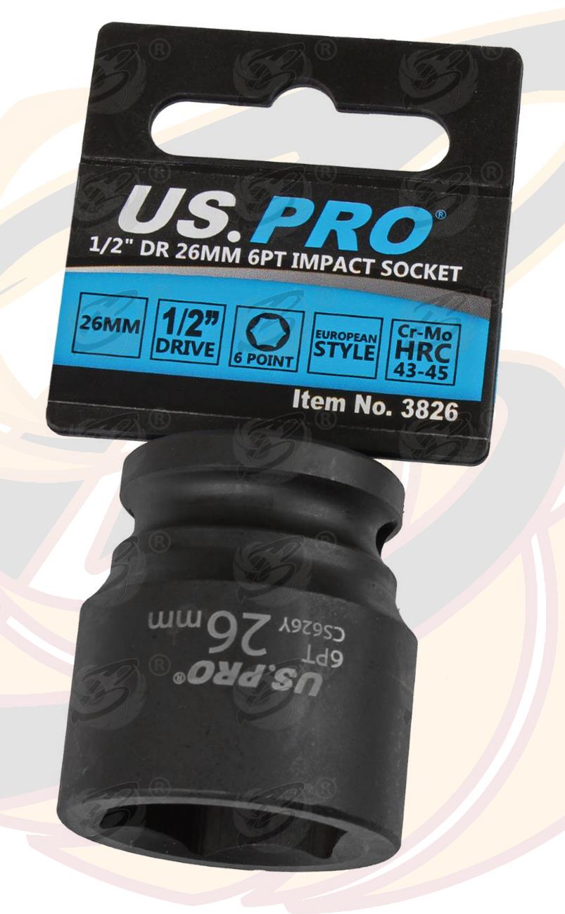 US PRO 26MM 1/2" DRIVE 6 POINT SHALLOW IMPACT SOCKET ( SINGLE )