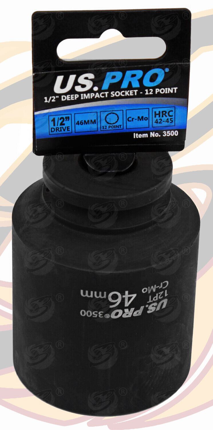 US PRO 46MM 1/2" DRIVE 12 POINT DEEP IMPACT SOCKET ( 85MM LONG ) ( SINGLE )