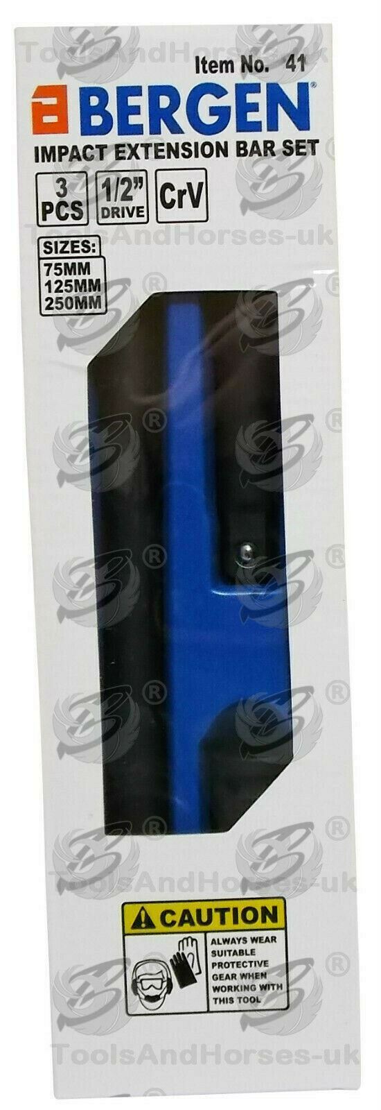 US PRO 1/2" DRIVE 24" LONG BREAKER BAR & 3PCS 1/2" DRIVE IMPACT EXTENSION BARS 75MM - 125MM - 250MM