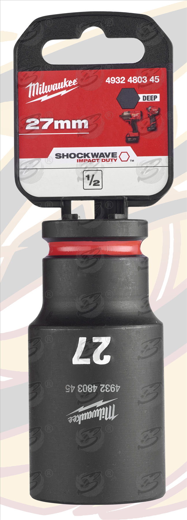 MILWAUKEE 27MM 1/2" DRIVE 6 POINT DEEP IMPACT SOCKET ( SINGLE )