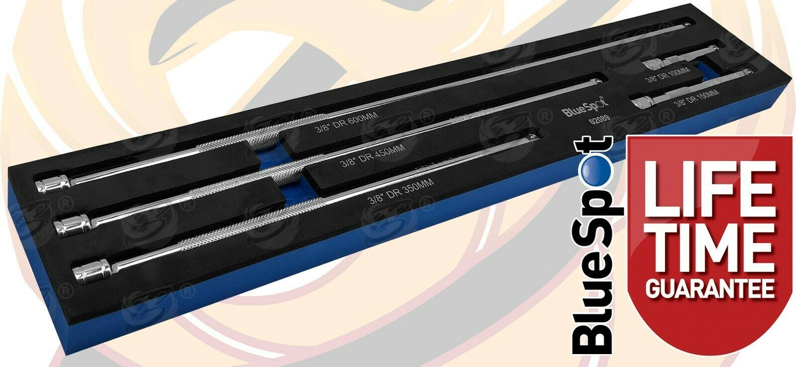 BLUESPOT 5PCS 3/8" DRIVE EXTRA LONG EXTENSION BARS 100MM - 600MM