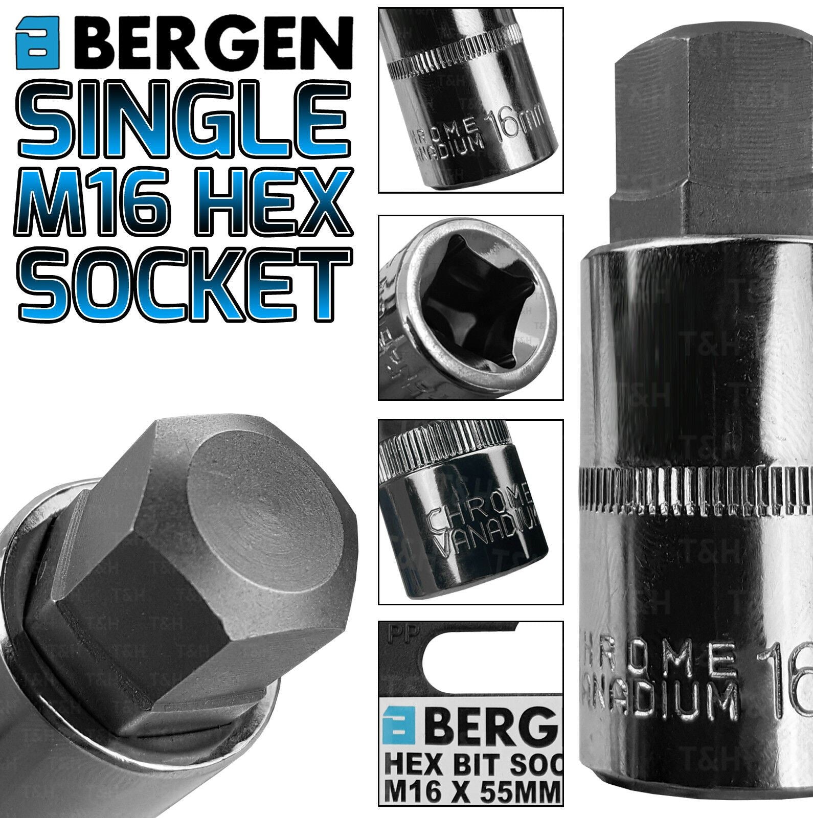 US PRO H16 1/2" DRIVE 55MM LONG HEX BIT SOCKET ( SINGLE )