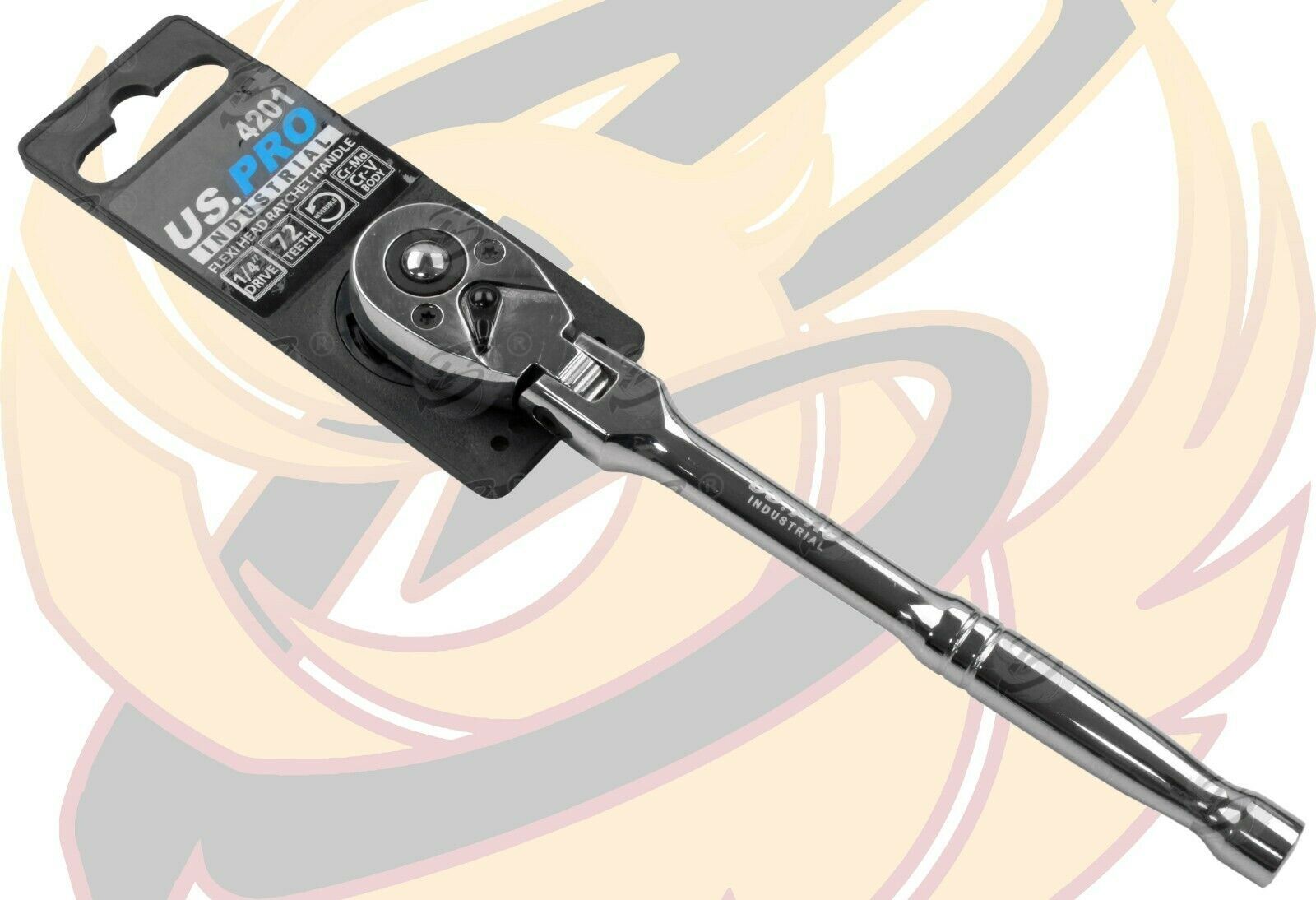 US PRO INDUSTRIAL 1/4" DRIVE 72 TOOTH FLEXIBLE RATCHET HANDLE