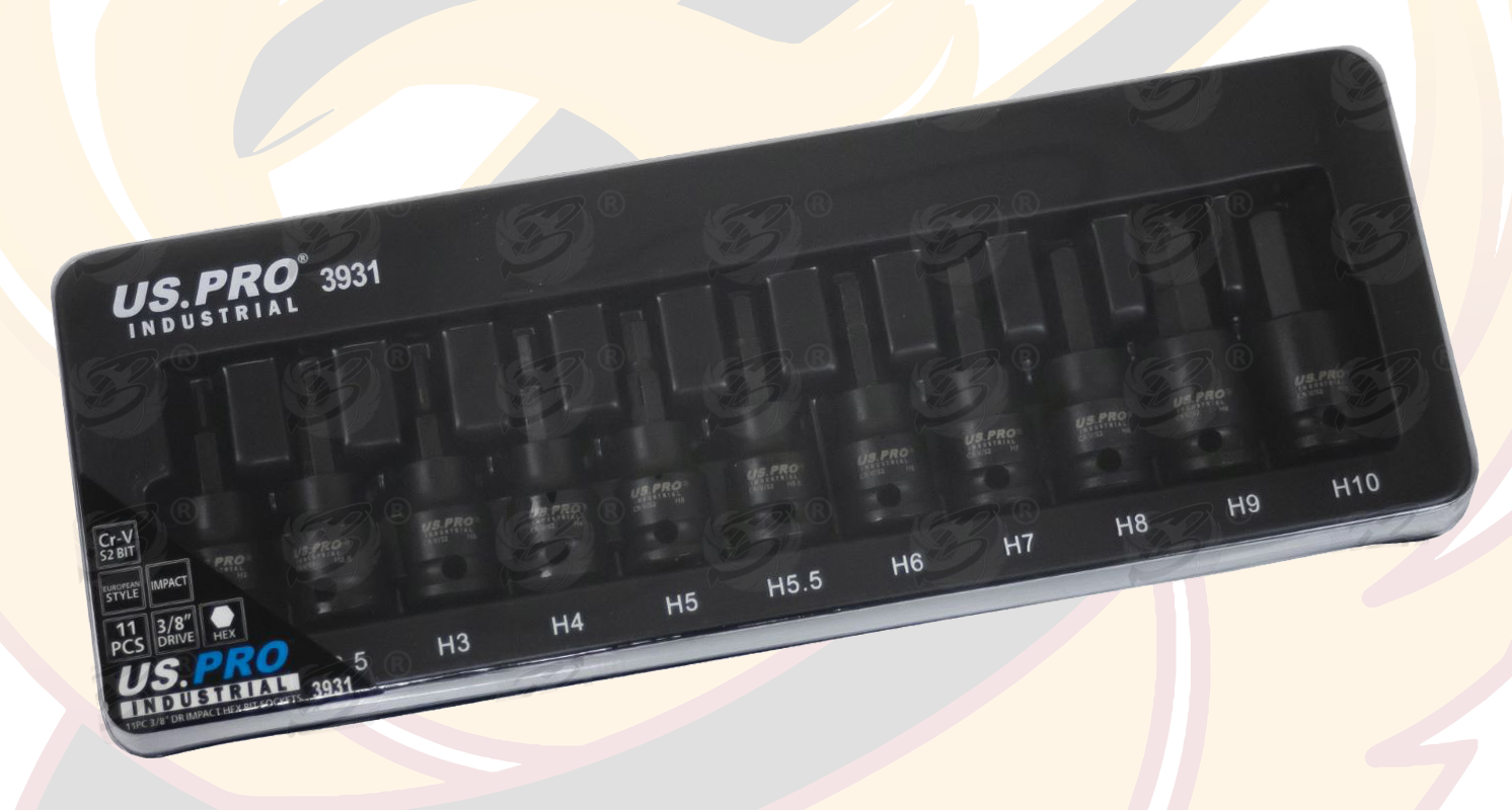 US Pro Impact 20 Piece 3/8" Drive Long & Short Hex Bit Socket Set H2 - H11 7538 & 3931