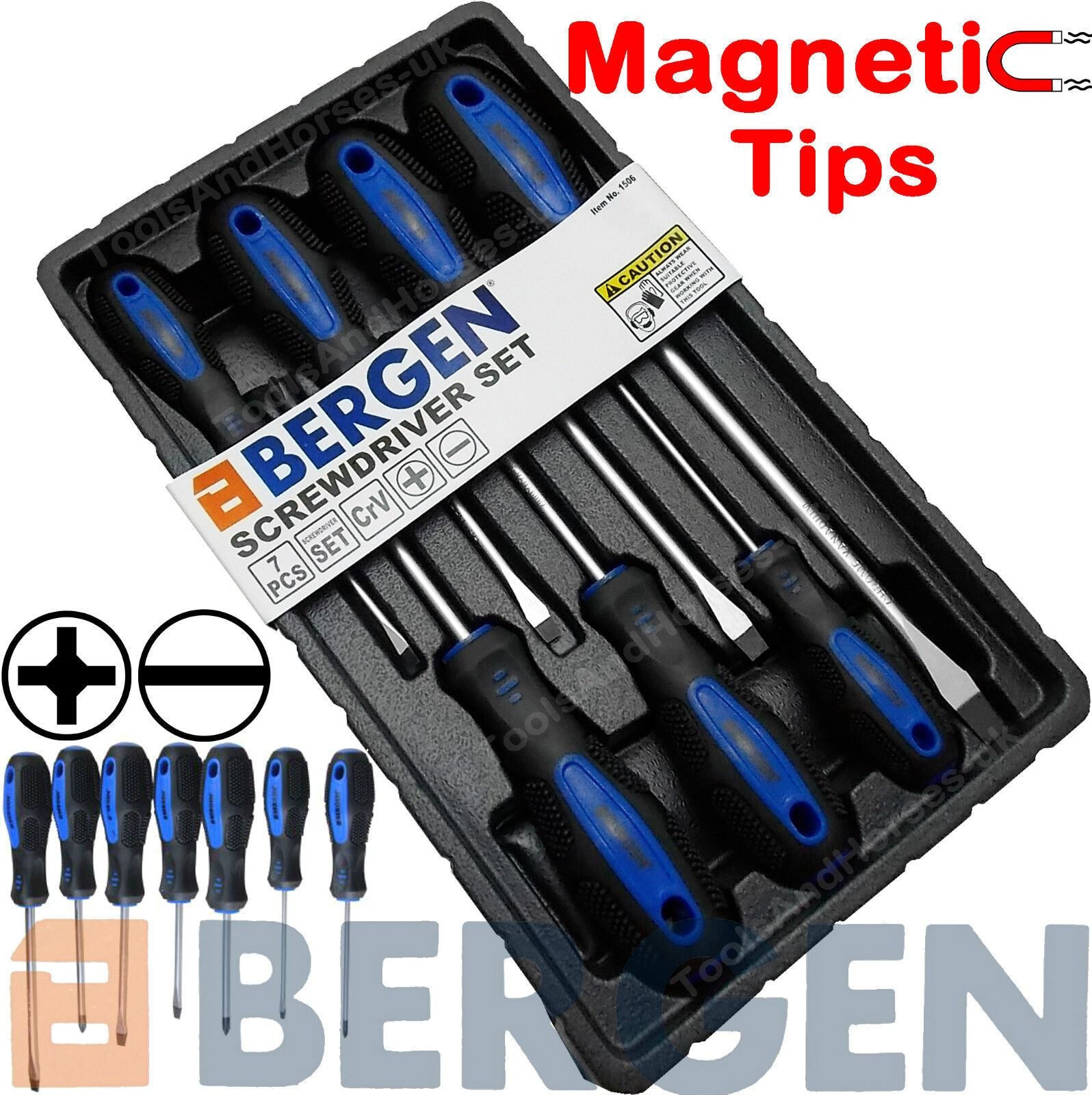 US Pro 7 Piece Magnetic Screwdriver Set ( Slotted - PHillips ) 1592