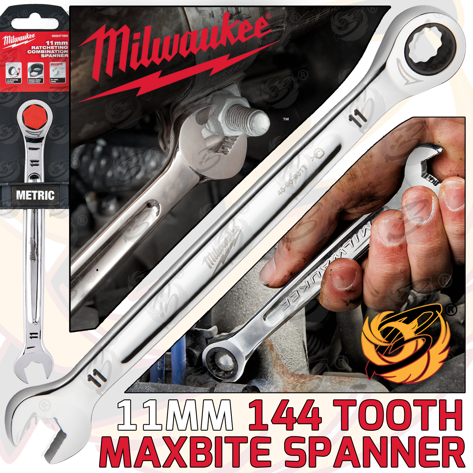 Milwaukee 11mm 144 Teeth Maxbite Ratchet Spanner ( 4932471504 )