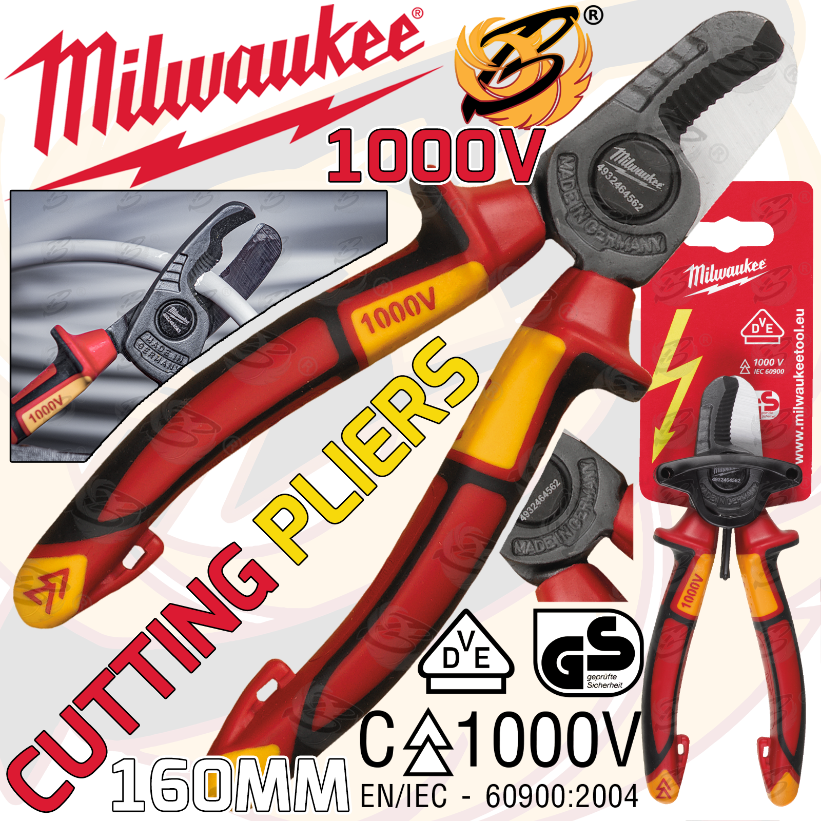 Milwaukee 1000V VDE Cable Cutters 160mm ( 4932464562 )
