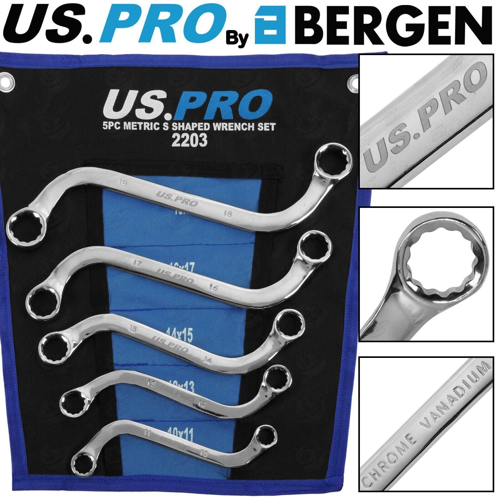 US Pro 5 Piece S Shaped Spanners 10mm - 19mm 2203