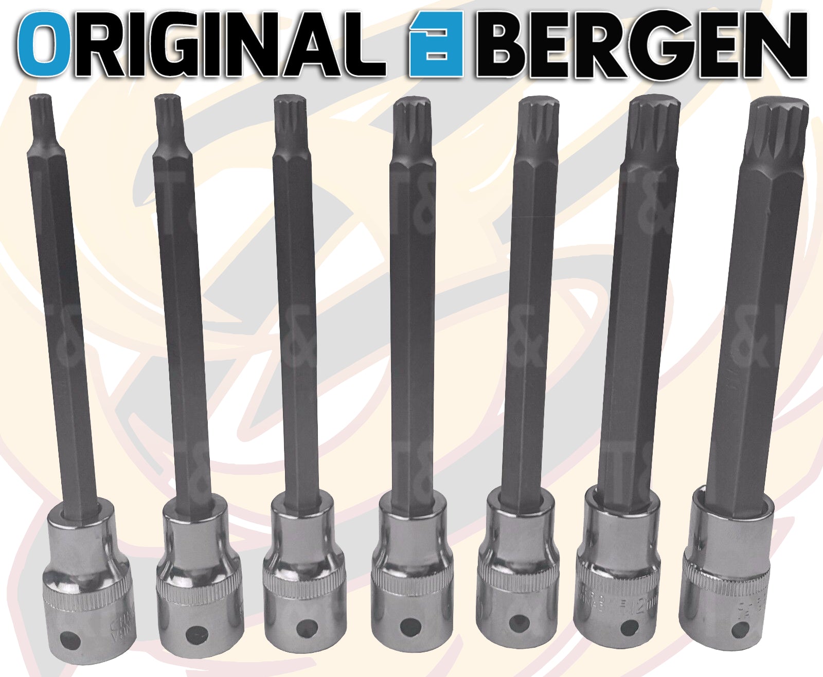 BERGEN 26PCS 1/2" DRIVE SPLINE BIT SOCKETS M5 - M16