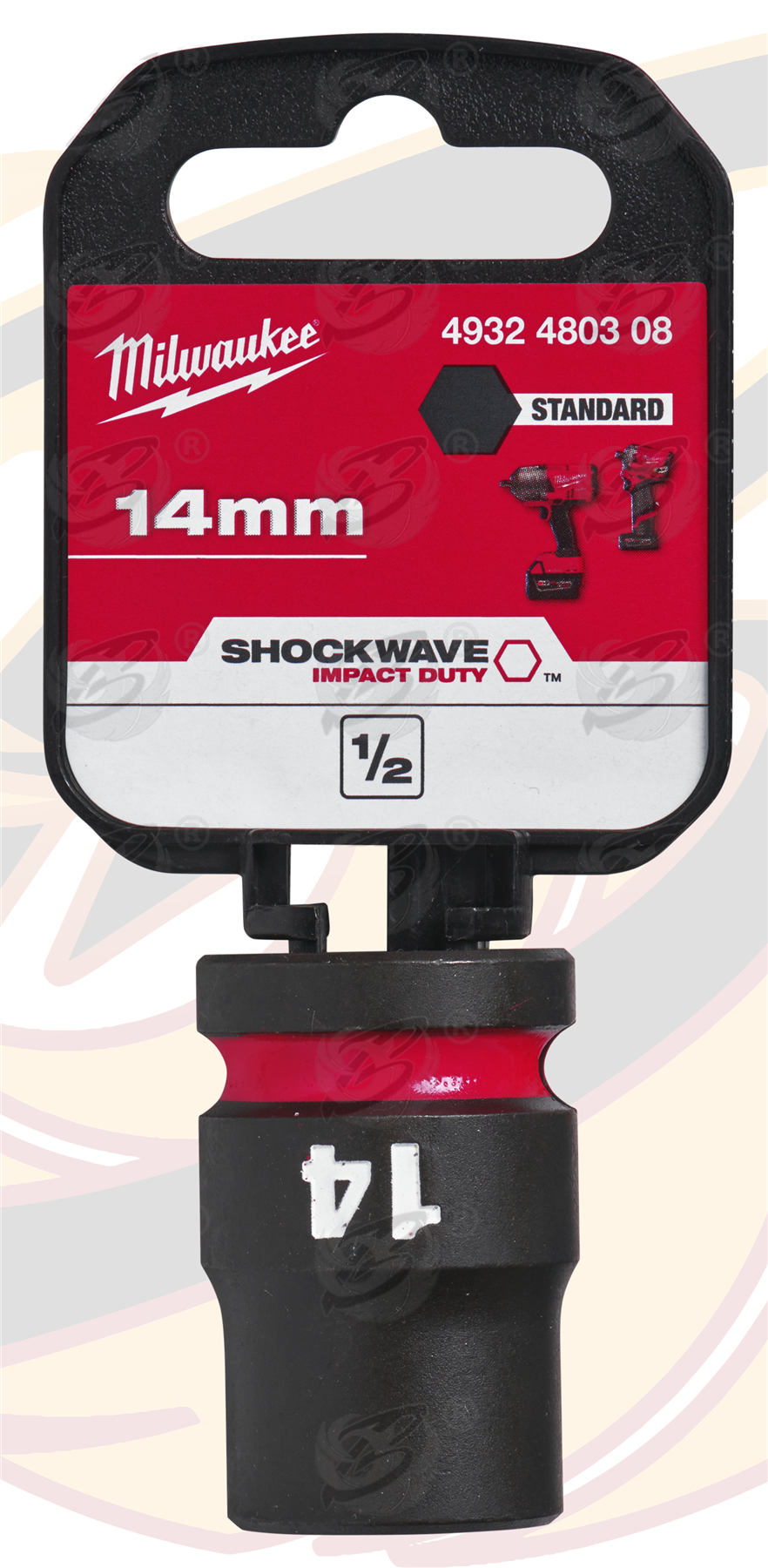 Milwaukee 14mm 1/2" Drive 6 Point Shallow Impact Socket ( Single ) ( 4932480308 )