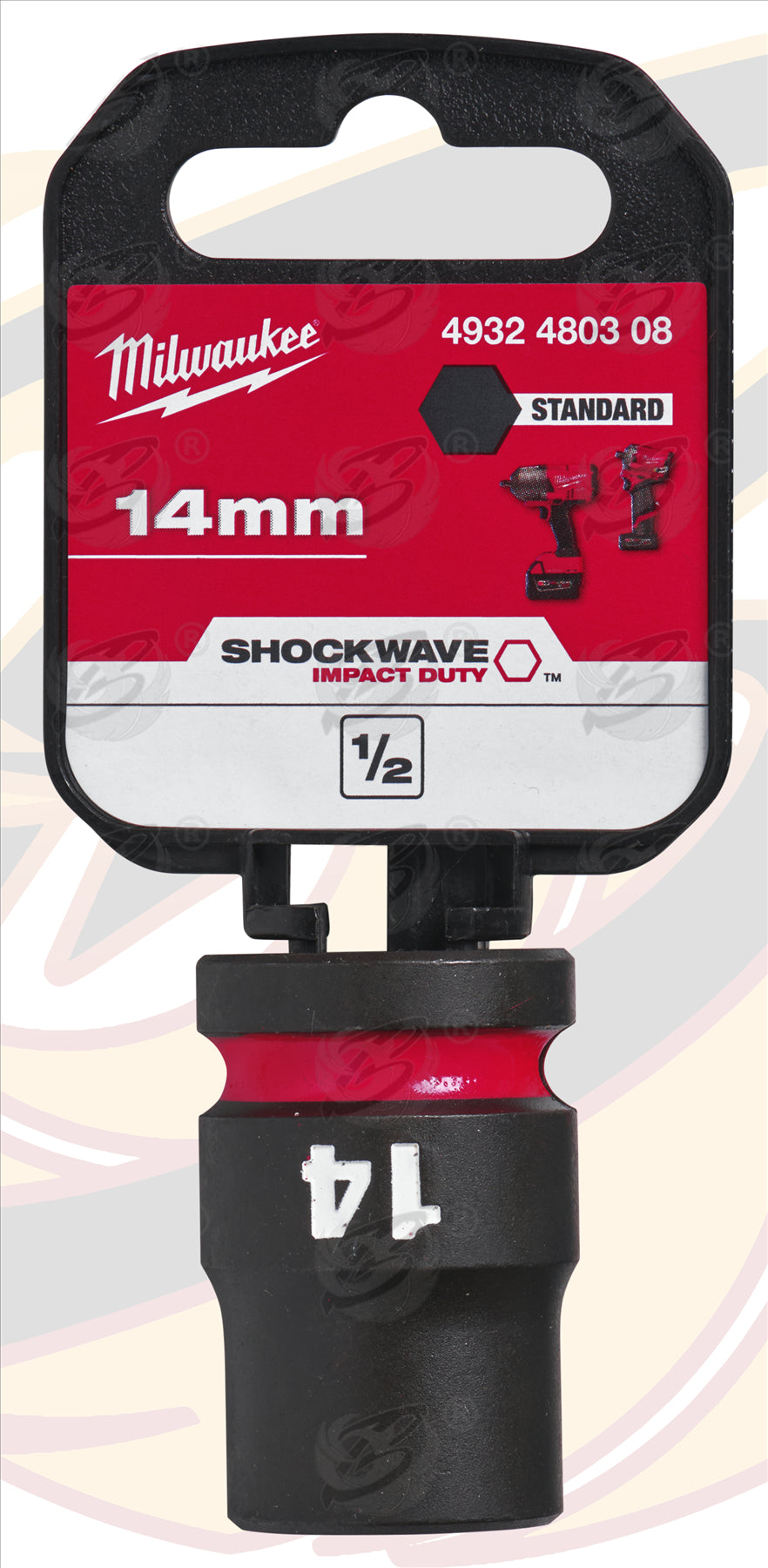 MILWAUKEE 14MM 1/2" DRIVE 6 POINT SHALLOW IMPACT SOCKET ( SINGLE )