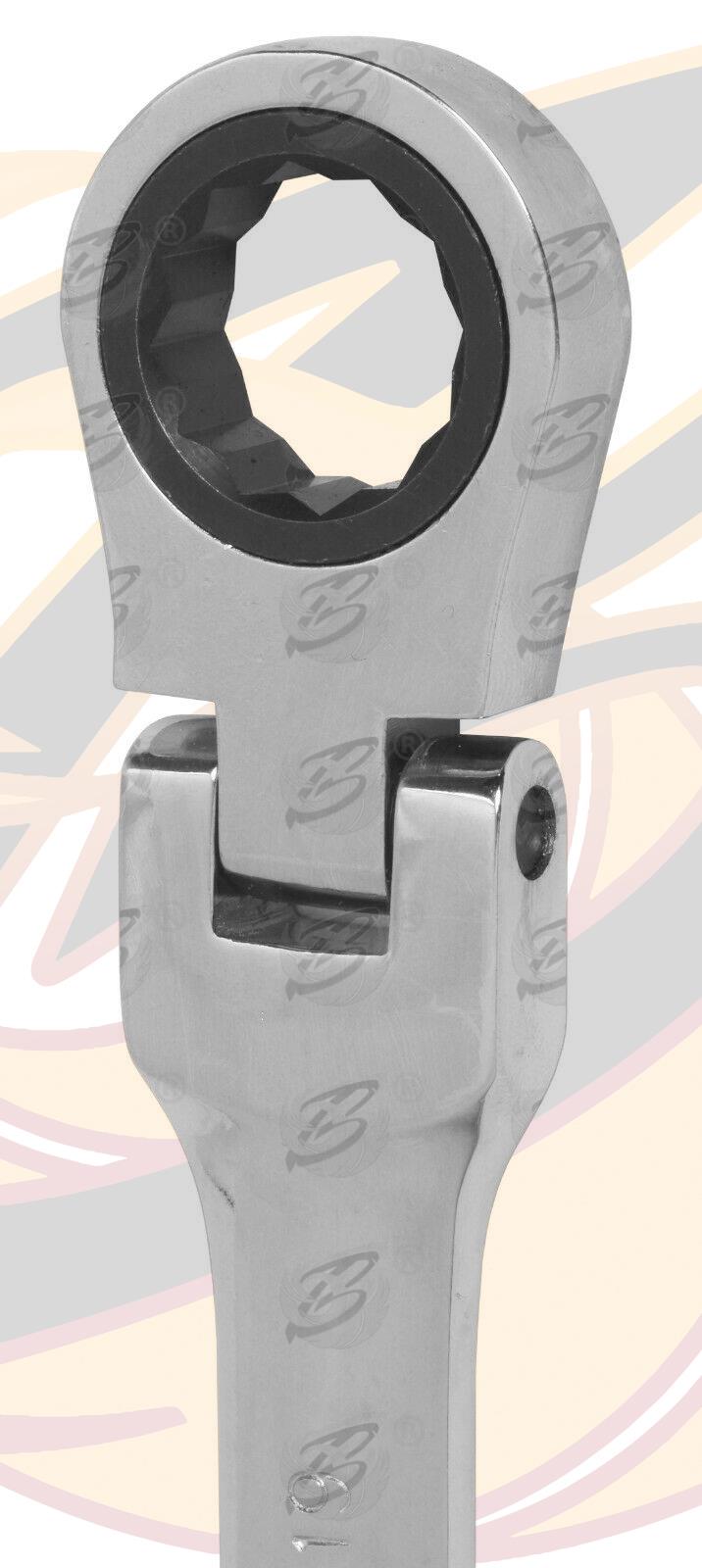 TOOLZONE 12PCS COMBINATION STUBBY FLEXIBLE RATCHET SPANNER SET 8MM - 19MM