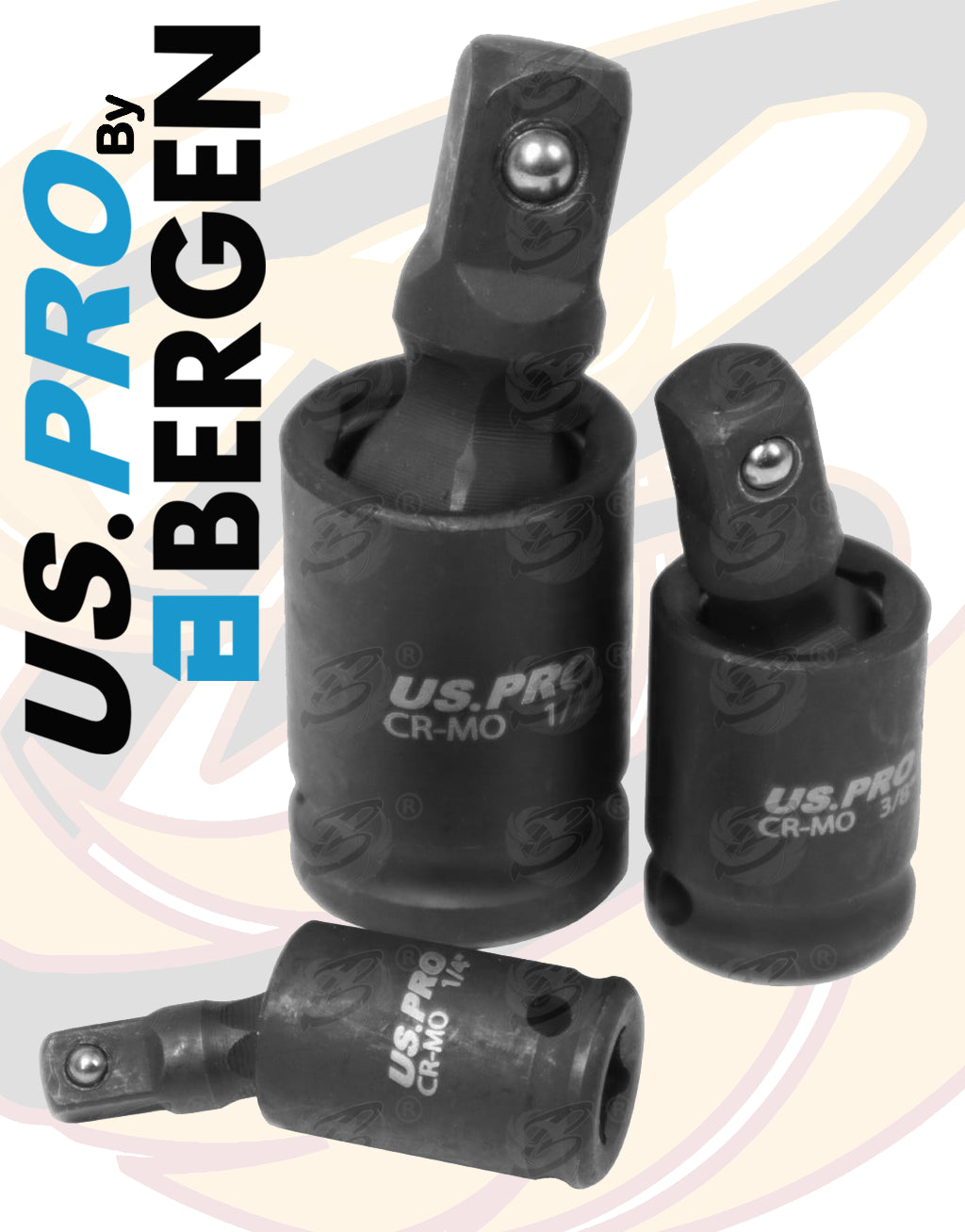 US PRO 3PCS 1/4" - 3/8" - 1/2" DRIVE IMPACT UNIVERSAL JOINT WOBBLE SET