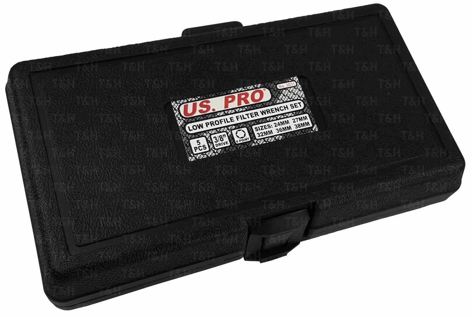 US PRO 5PCS 3/8" DRIVE 6 POINT LOW PROFILE OIL FILTER SOCKETS 24MM - 38MM