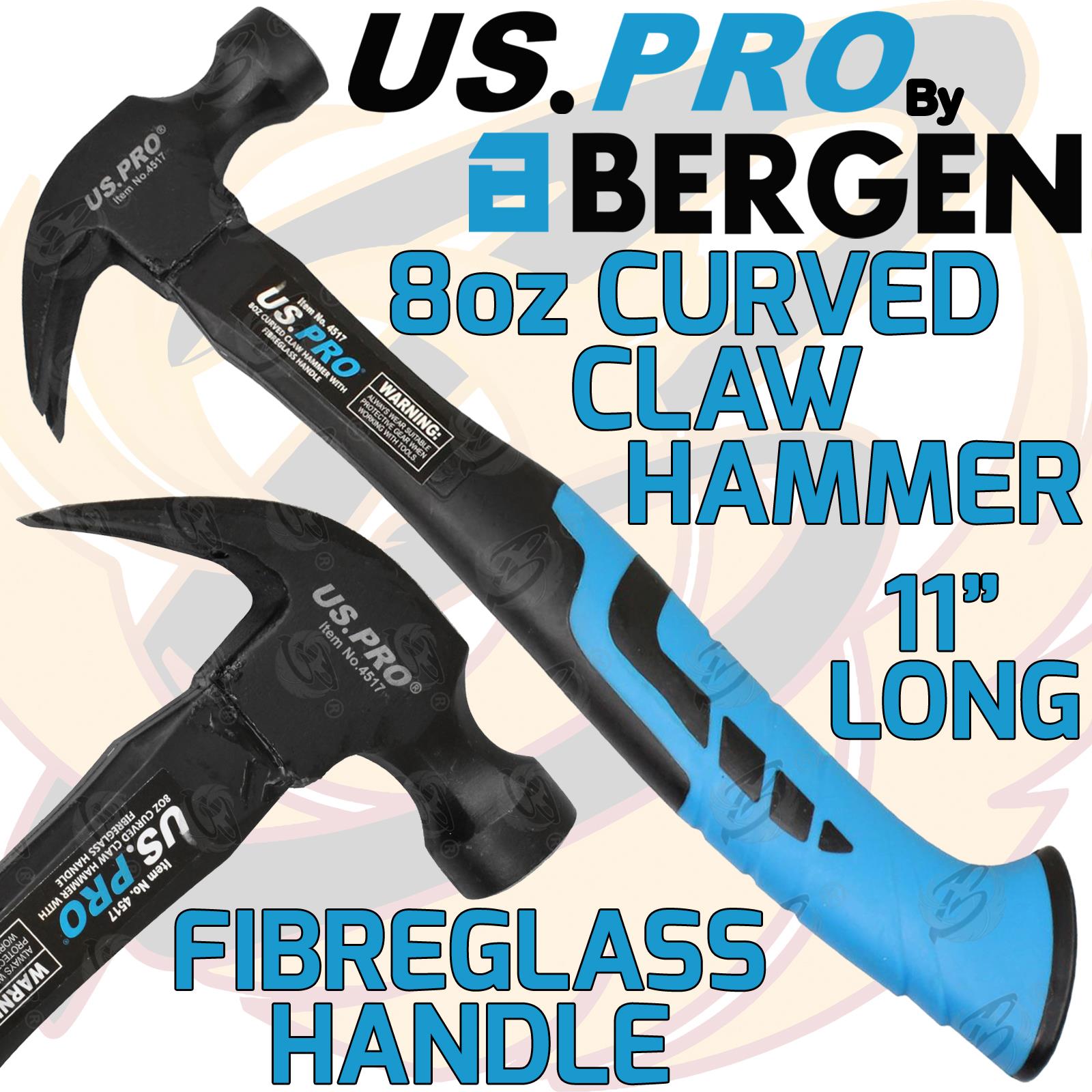 US PRO 8OZ FIBREGLASS CLAW HAMMER