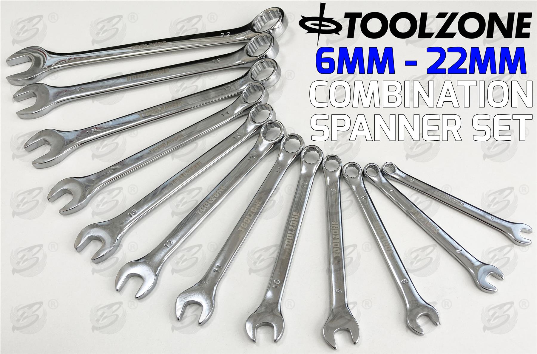 TOOLZONE 12PCS COMBINATION SPANNER SET 6MM - 22MM