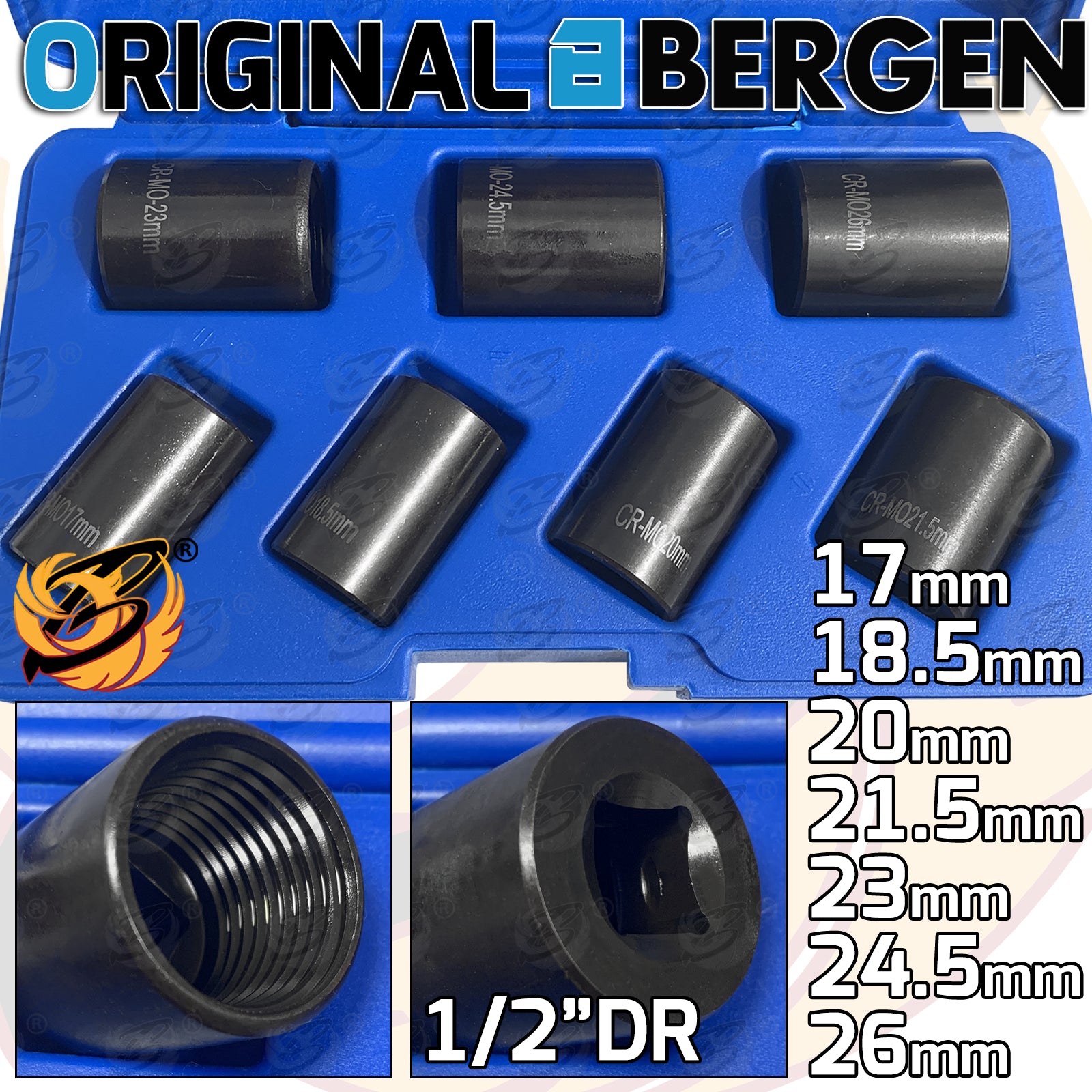 BERGEN 7PCS 1/2" DRIVE LOCKING WHEEL NUT TWIST SOCKETS ( 17MM - 26MM )